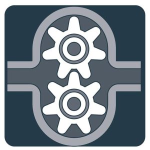 Drawing of a gear pump operation.